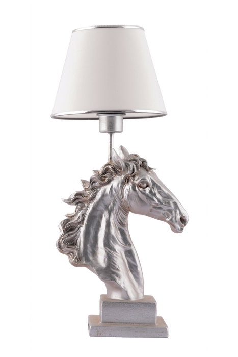 Opviq Lámpara de Mesa Horse Blanco y Plata Opviq Lámpara de Mesa Horse Blanco y Plata